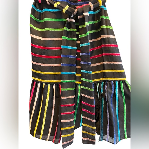 Amanda Uprichard Black Multicolor Striped Dress - Picture 8 of 12